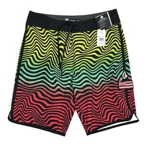 Volcom Hawaii Scallop 19 Mod-Tech Boardshorts Swim Trunks Size 31